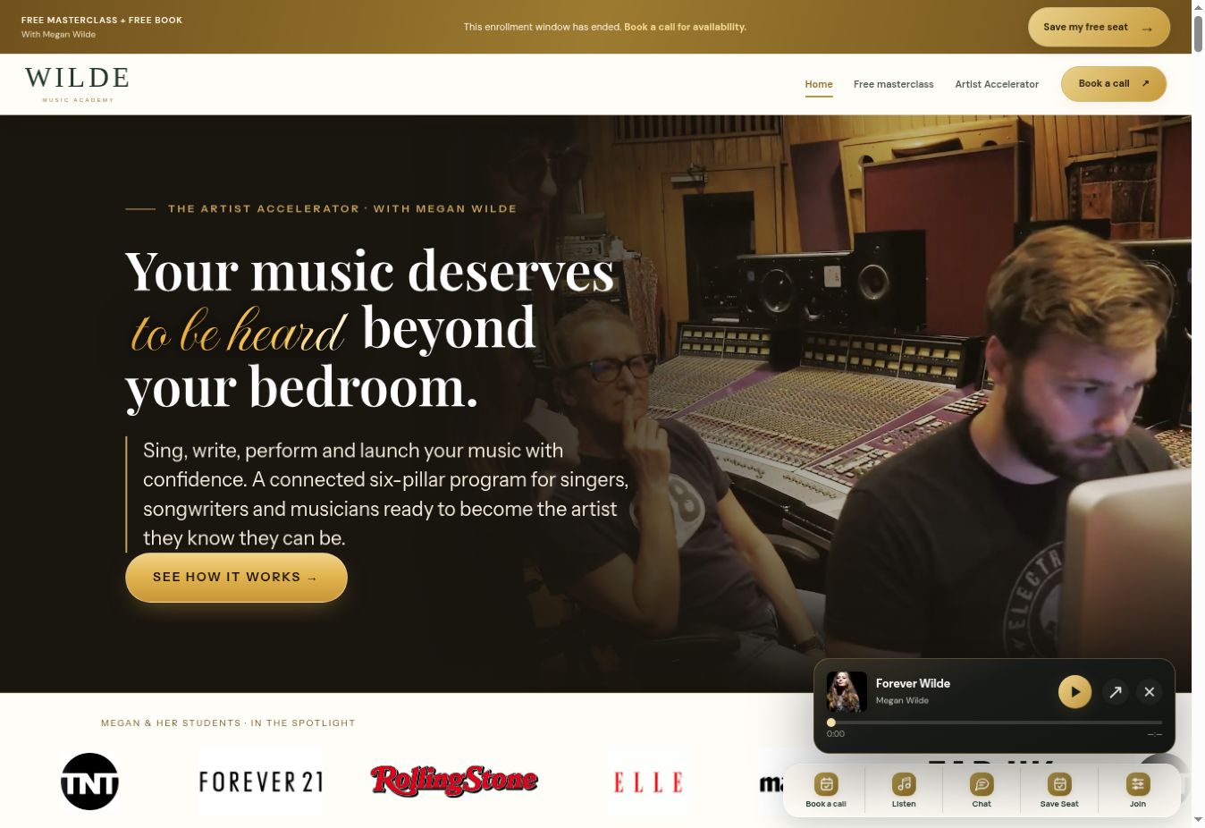 Music Artist Accelerator: Academy homepage