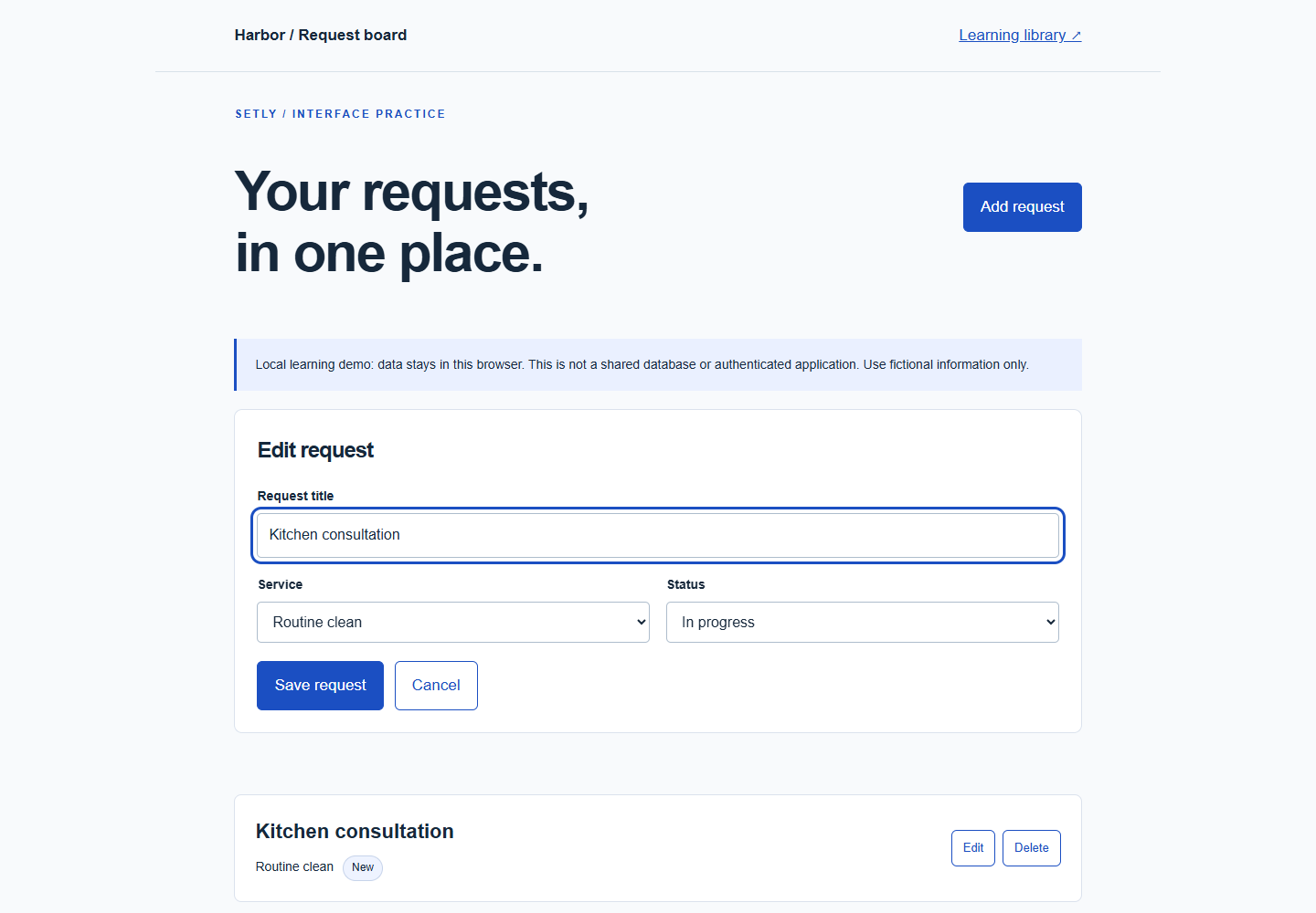 Required fields and constrained status values