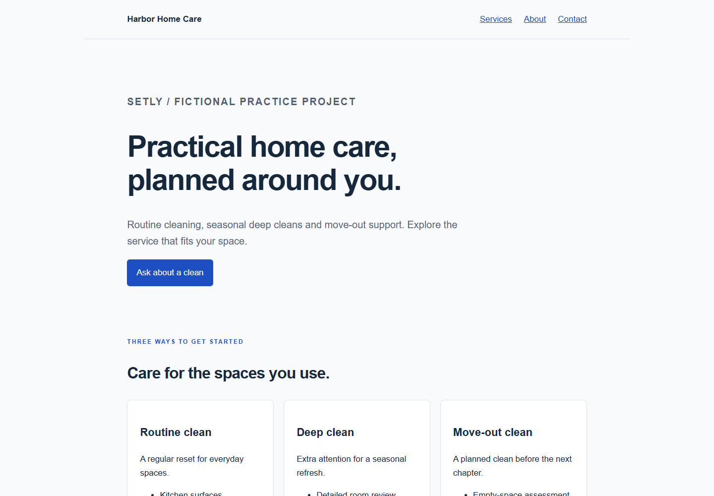Three distinct service sections